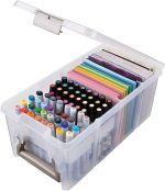 ArtBin 6934AB Satchel with Marker Tray, Art & Craft Organizer, [1] Plastic Storage Case, Clear, Semi, 0 - Image 4